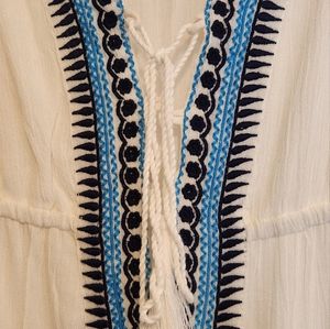 White linen-like maxi dress